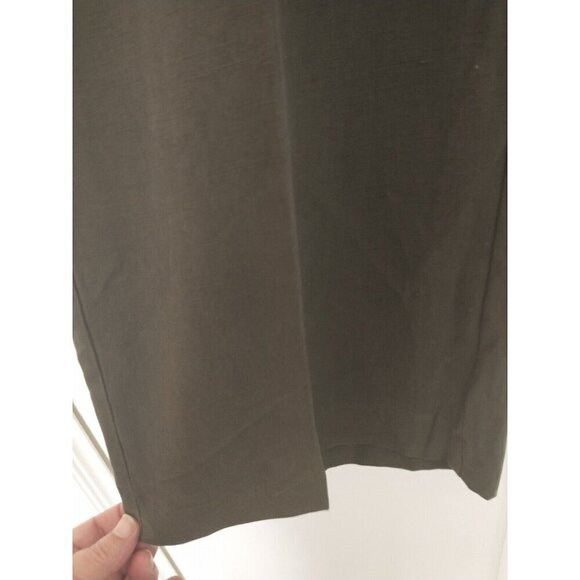 Coldwater Creek Pants Silk Linen Natural Fit Wide Leg Olive Green Pockets - 14 - Picture 4 of 8